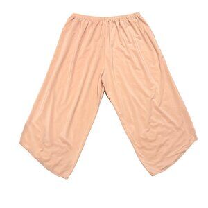 Peach Satin Capri Pajama Pant Bloomers Scalloped Hem Elastic Waist Vintage